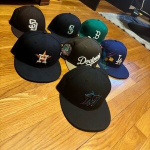 Fitted hats size 7 1/2 one 7 5/8 New era mlb hats